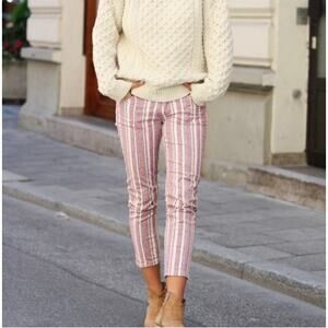 Isabel Marant Étoile Cooper Cropped Jeans Sz 36 Sml Chevron Striped Stretch Boho